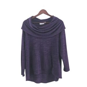 Habitat Clothes To Live In Purple Cowl Neck Long Sleeves Textured Tunic Top L